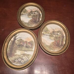 Bundle of 3 Vintage HOMCO Home Interiors Oval Pictures